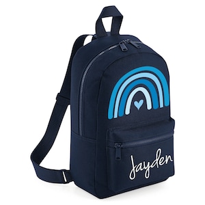 Mini sac à dos arc-en-ciel bleu personnalisé avec N’IMPORTE QUEL NOM - Sac à dos de l’école maternelle pour enfants - sac à dos pour enfants -#MBRBLUE