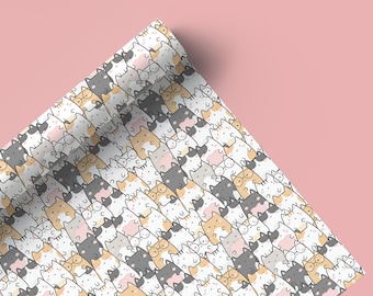 Cat Wrapping Paper, Kitty Holiday Gift Wrap, Kitten Gift Wrap, Cats Gift Wrap, Animal Wrapping Paper, Cat Lover, Meow, Funny Gift Idea 51