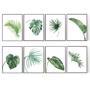 Blattdrucke, Botanische Palmblatt Wandkunst, Wohnzimmer Drucke, Blatt Poster, Monstera Blätter, Pflanzen Schlafzimmer Drucke, Grün