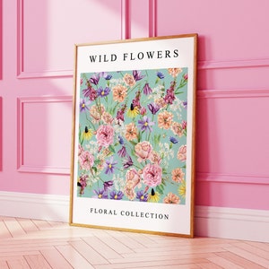Floral Colourful Prints, Floral Collection Wild Flower Poster, Boho Home Decor, Plant Wall Art, Flower Prints, Living Room 1094