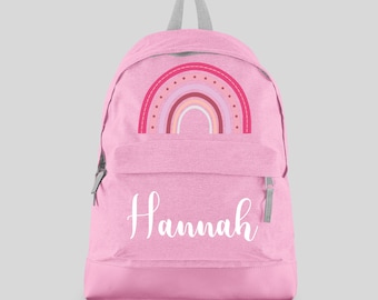 Personalisierter Regenbogen-Rucksack mit jedem Namen – Kinder-Mädchen-Schulrucksack – Schulrucksack, Tanzrucksack, Mädchen-Geschenk – JBR