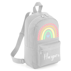 Personalised Mini Rainbow Pastel Backpack with ANY NAME- Kids Children Nursery School Student rucksack - Back To School Bag Backpack -#MBRP