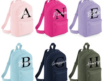 Personalised Name Initial Backpack with ANY NAME- Girls Boys Kids Children Pre School School rucksack Back To School Bag Backpack -#MB6