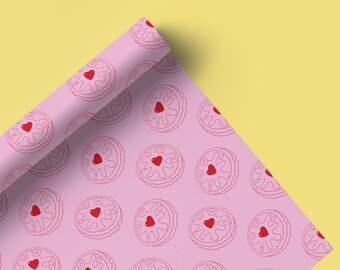 Jammie Dodger Biscuit Wrapping Paper, Holiday Gift Wrap, Biscuit Gift Wrap, Food Gift Wrap, English Biscuit Print 45