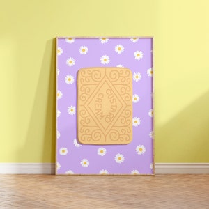 Custard Cream Biscuit Wall Art Print, Text Kitchen Wall Art Poster, Art for Kitchen, Dining Room, Retro Art Print, Biscuit Print 2526