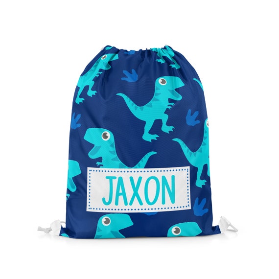 Personalised Dinosaur Drawstring Bag Boys Kids PE Swimming School Bag #16