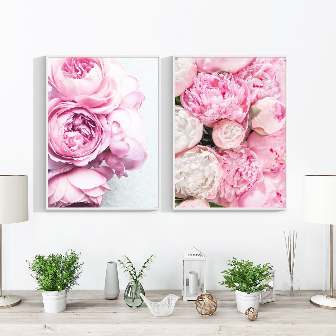 Peony Flower Prints Set, Set of 2 Prints, Floral Decor, Bedroom Decor ...