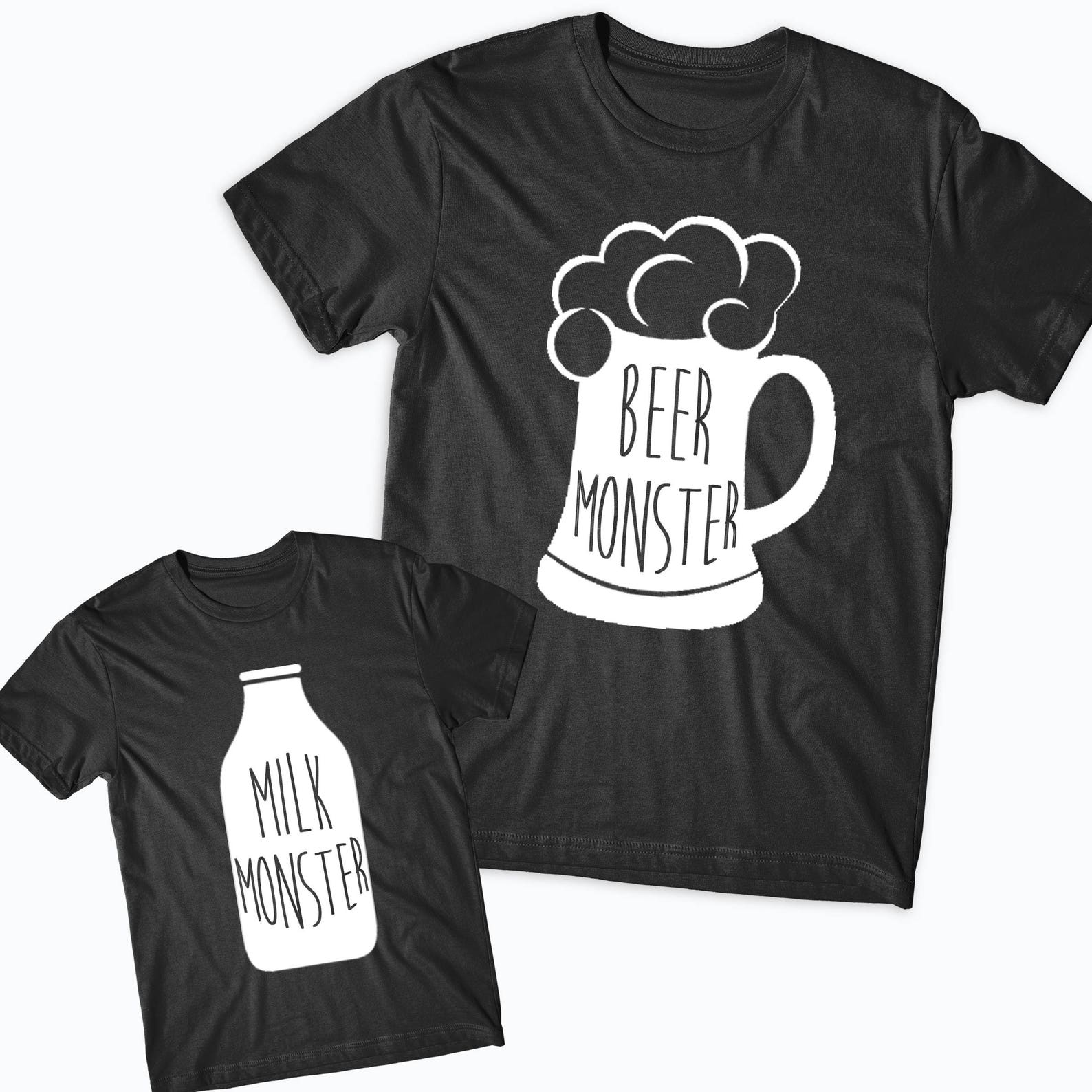 Beer monster. Футболки с молоко монстр. Парные t-Shirt пиво. Папа топ. Футболки для отца и сына.