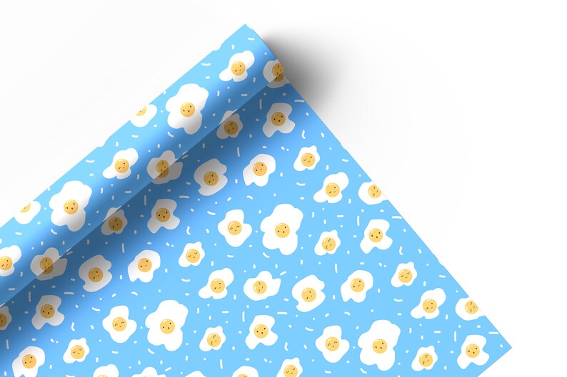 Egg Gift Wrap, Kawaii Wrapping Paper, Funny Wrapping paper, Fried Eggs Pattern, Cute Gift Wrap, Birthday Gift Wrap, Easter Egg 05 image 2