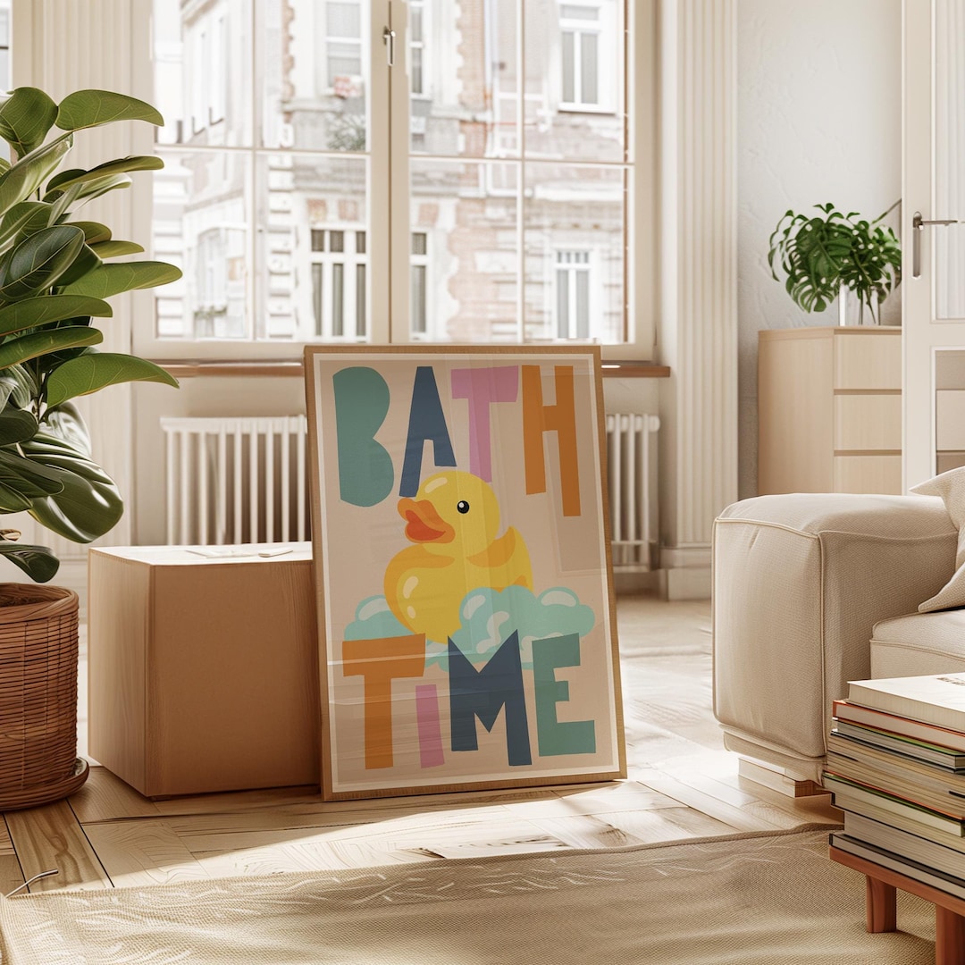 Bath Time Rubber Duck Print Wall Art, Funny Print, Bathroom Toilet Wall ...