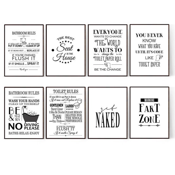 Bathroom Prints, Bathroom Rules Print, Funny Bathroom Wall Art