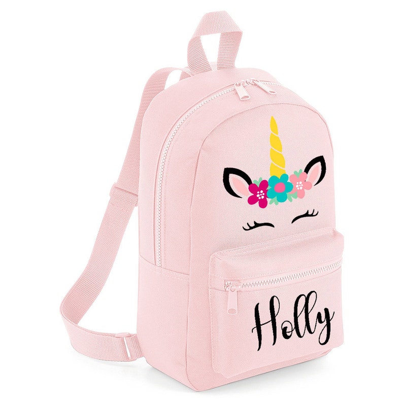 Personalised Mini Unicorn Backpack with ANY NAME Kids Children Teenagers School Student rucksack Back To School Bag Backpack MBU1 image 1