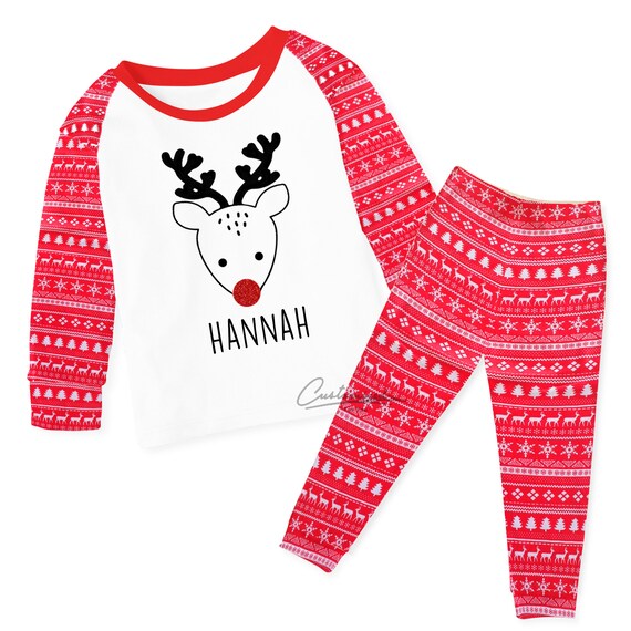 Kleding Meisjeskleding Pyjamas & Badjassen Pyjama Sets Eerste kerst pyjama gift set kerstavond pyjama met gepersonaliseerde kersttas 