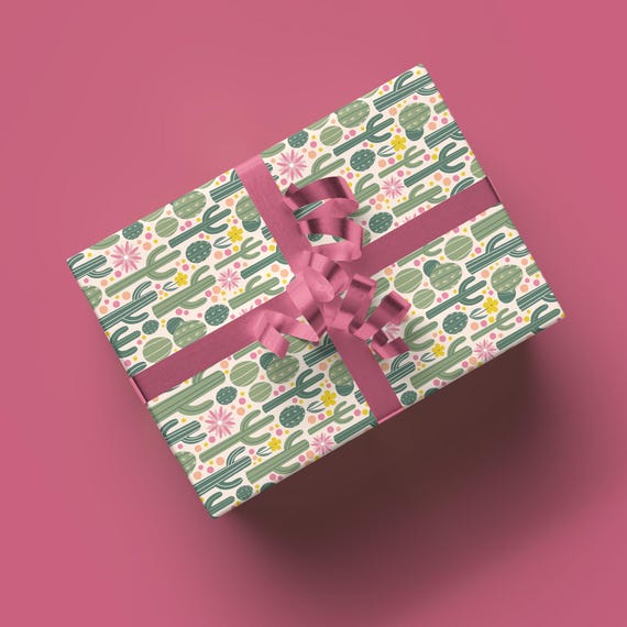 Retro Kaktus Geschenkpapier, Weihnachtsgeschenkverpackung,  Cowgirl-Geschenkverpackung, Western-Muster, Se Geschenkverpackung,  Mdchen-Geschenkverpackung, Pflanzennatur 55 - Etsy.de