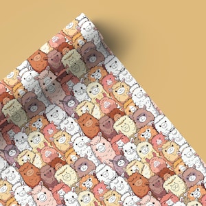 Papel de regalo de alpaca, papel de regalo navideño de alpaca, papel de regalo de alpaca, papel de regalo de animales, idea de regalo divertida 50