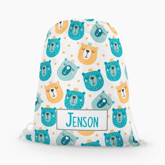 Personalised Dinosaur Drawstring Bag Boys Kids PE Swimming School Bag #16