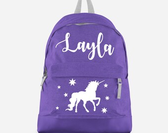 Personalised Unicorn Backpack with ANY NAME- Kids Children Teenagers School Student rucksack - Back To School Bag Backpack -JBU2