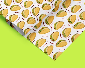 Taco Fast Food Wrapping Paper, Holiday Gift Wrap, Taco Gift Wrap, Food Pattern, Retro Gift Wrap 42