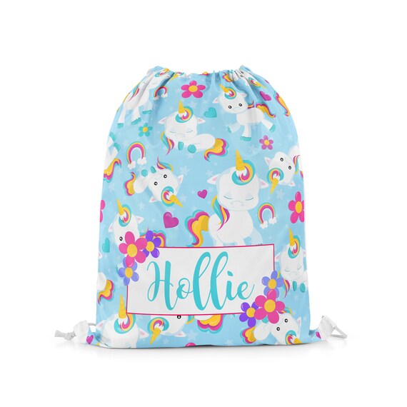 personalised unicorn drawstring bag