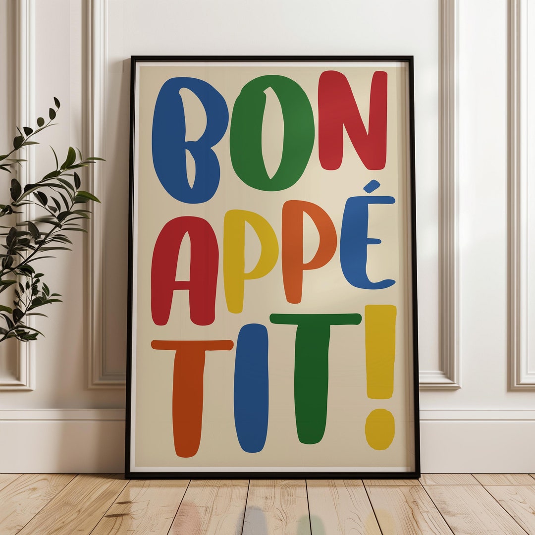 set of 2 bon appetit prints, retro cooking prints,... Bon Appetit Kitchen Print, Modern Kitchen Art, Bon Appetit Retro Poster ...