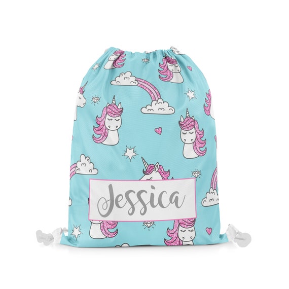 personalised unicorn drawstring bag