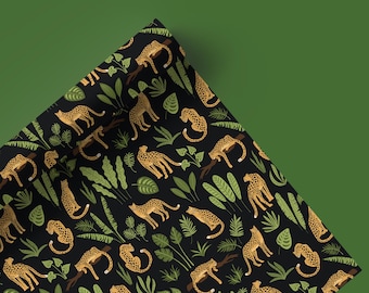 Leopard Cheetah Leaf Wrapping Paper, Holiday Gift Wrap, Leopard Gift Wrap, Animal Gift Wrap 21