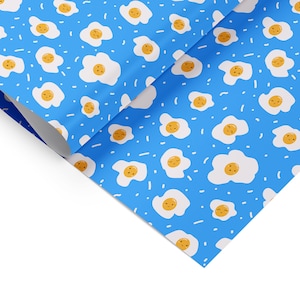 Ei Geschenkpapier, Kawaii Geschenkpapier, lustiges Geschenkpapier, Spiegeleier Muster, Niedliches Geschenkpapier, Geburtstagsgeschenkpapier, Osterei 05