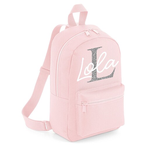 glitter backpack with initial