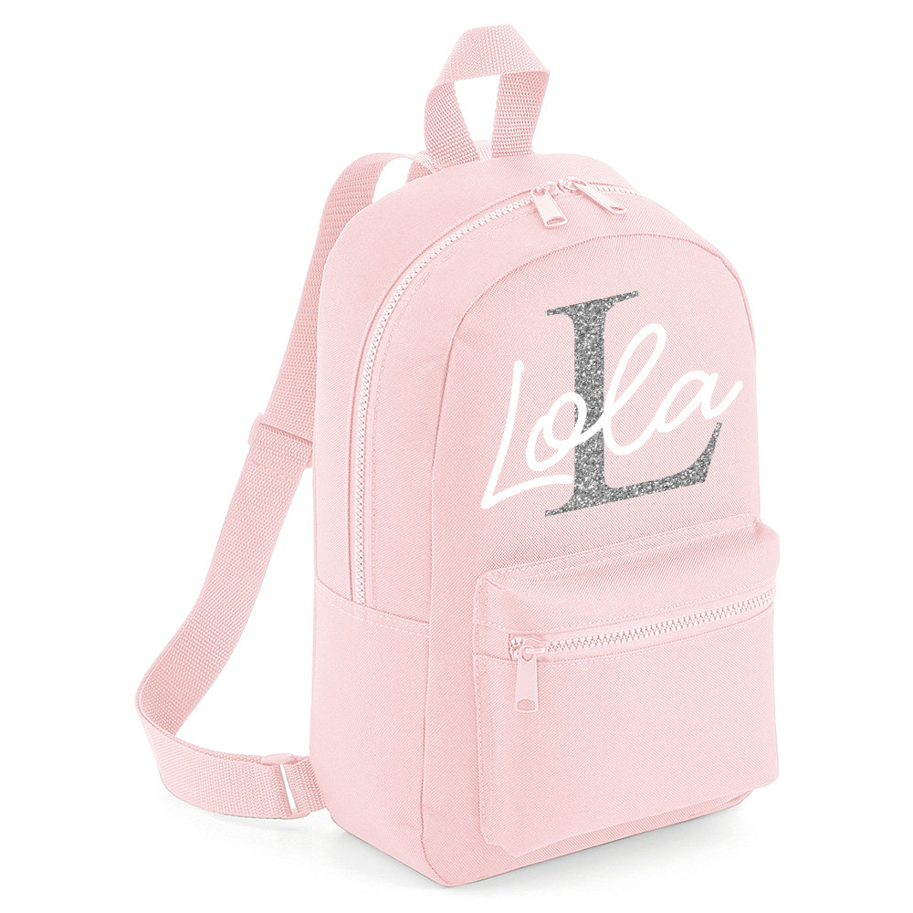glitter initial backpack
