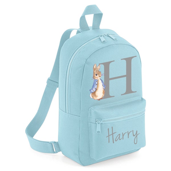 Nombre personalizado Mochila inicial con diseño de conejo azul Niñas Niños Niños Guardería Niños Mochila preescolar Mochila escolar Mochila #MBPR2