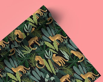 Leopard Cheetah Leaf Wrapping Paper, Holiday Gift Wrap, Leopard Gift Wrap, Animal Gift Wrap 23