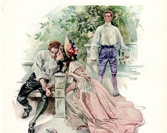 Antique Fashion Lithograph Print , 1909 Women's Fashion, Victorian Lithograph, Nouveau Era Lithograph Print, Gilded Age Art