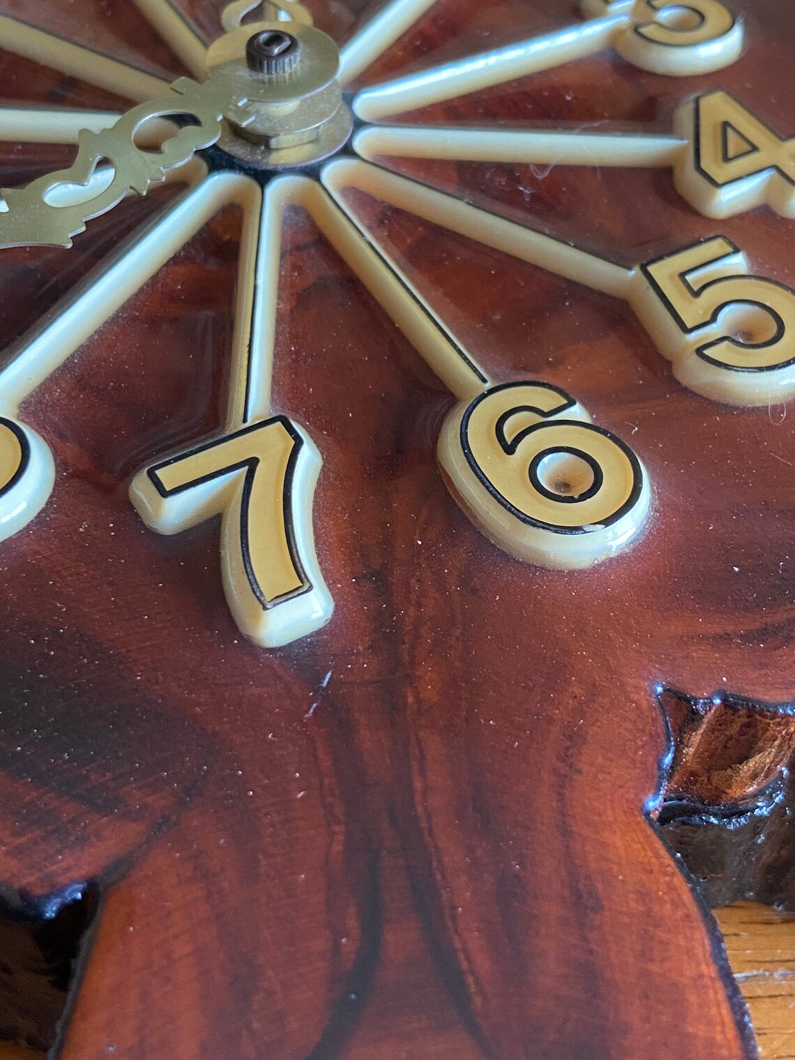 Vintage wood slab clock live edge cypress wood lacquer clock Etsy