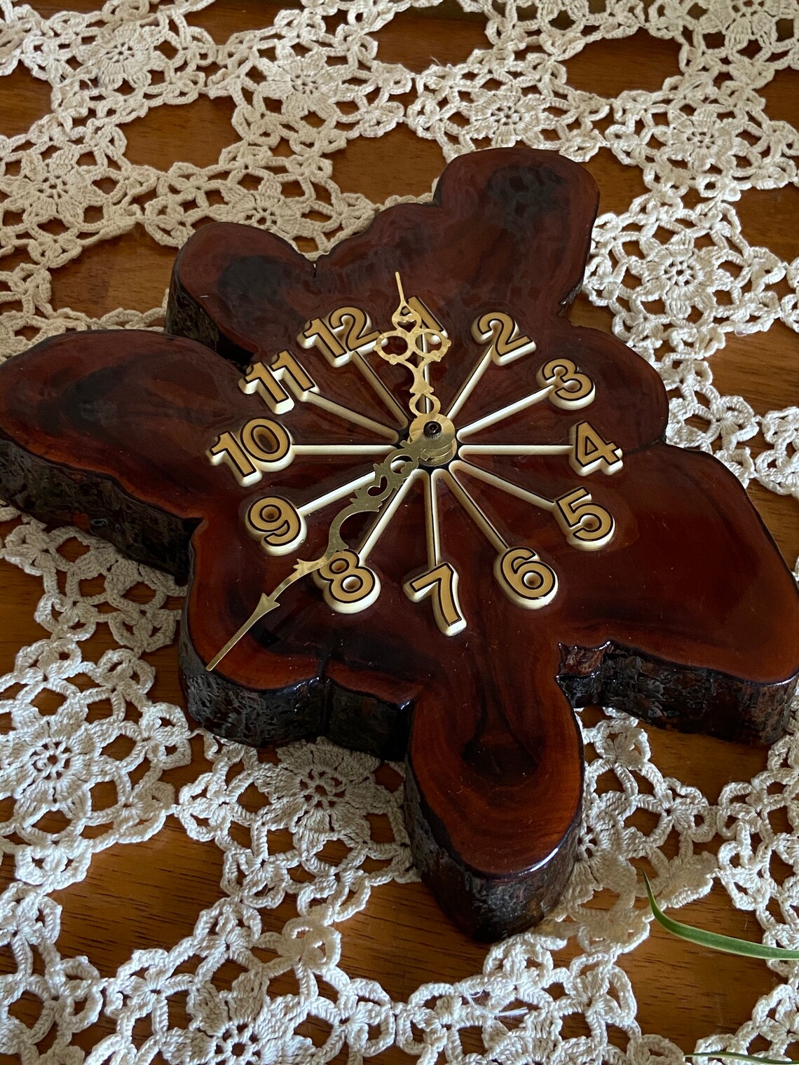 Vintage wood slab clock live edge cypress wood lacquer clock Etsy