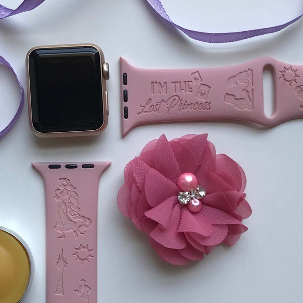 Tangled 'Rapunzel' Monogram Engraved Apple Watch Band | 24 Colors | 38mm 40mm 41mm 42mm 44mm 45mm 49mm | Personalized Apple Watch Strap