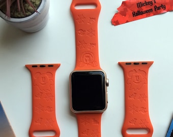 Mickey Halloween Pumpkin Engraved Apple Watch Band | 24 Colors | 38mm 40mm 41mm 42mm 44mm 45mm 49mm | Personalized Apple Watch Strap