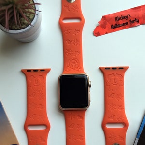 Mickey Halloween Pumpkin Engraved Apple Watch Band | 24 Colors | 38mm 40mm 41mm 42mm 44mm 45mm 49mm | Personalized Apple Watch Strap