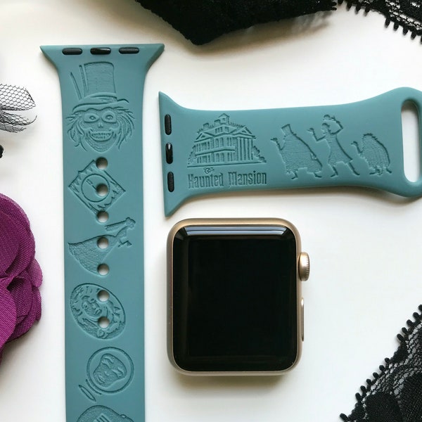 La mansión encantada grabada Apple Watch Band / 24 colores / 38mm 40mm 41mm 42mm 44mm 45mm 49mm / Correa personalizada de Apple Watch