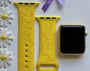 Daisy Duck Engraved Apple Watch Band | 24 Colors | 38mm 40mm 41mm 42mm 44mm 45mm 49mm | Personalized Apple Watch Strap