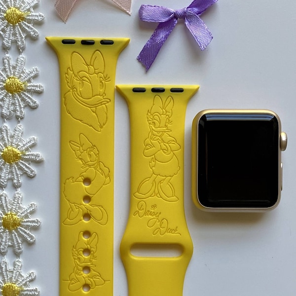 Daisy Duck Engraved Apple Watch Band | 24 Colors | 38mm 40mm 41mm 42mm 44mm 45mm 49mm | Personalized Apple Watch Strap