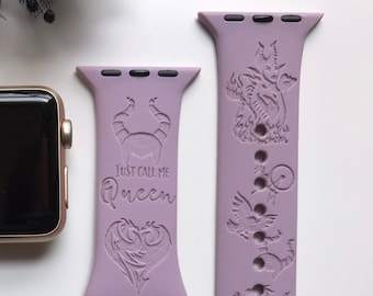 Maleficent Engraved Apple Watch Band | 24 Colors | 38mm 40mm 41mm 42mm 44mm 45mm 49mm | Personalized Apple Watch Strap