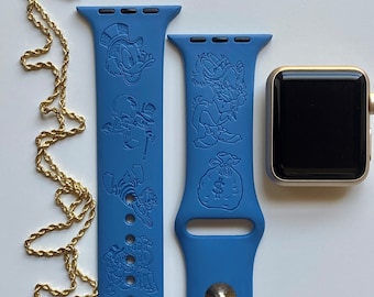 Dagobert Duck gegraveerde Apple Watch Band | 24 kleuren | 38 mm 40 mm 41 mm 42 mm 44 mm 45 mm 49 mm | Gepersonaliseerde Apple Watch-band