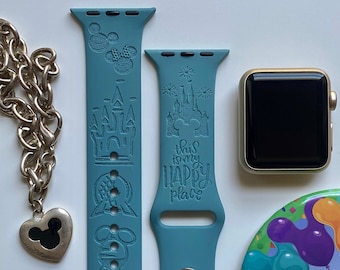 Disney Parks Engraved Apple Watch Band | 24 Colors | 38mm 40mm 41mm 42mm 44mm 45mm | Personalized Apple Watch Strap