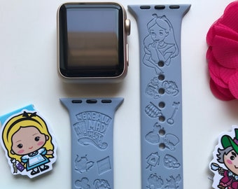 Alice in Wonderland Engraved Apple Watch Band | 24 Colors | 38mm 40mm 42mm 44mm 45mm 49mm | Personalized Apple Watch Strap