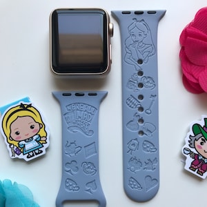 Alice in Wonderland Engraved Apple Watch Band | 24 Colors | 38mm 40mm 42mm 44mm 45mm 49mm | Personalized Apple Watch Strap