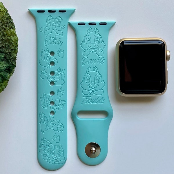 Chip and Dale Engraved Apple Watch Band | 24 Colors | 38mm 40mm 41mm 42mm 44mm 45mm 49mm | Personalized Apple Watch Strap