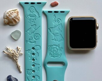 Moana Inspired Engraved Apple Watch Band | 24 Colors | 38mm 40mm 41mm 42mm 44mm 45mm 49mm | Personalized Apple Watch Strap