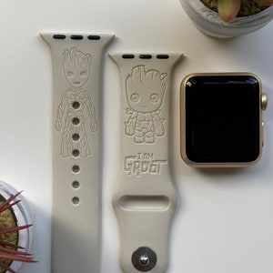 Groot Inspired Engraved Apple Watch Band | 24 Colors | 38mm 40mm 41mm 42mm 44mm 45mm 49mm 49mm | Personalized Apple Watch Strap