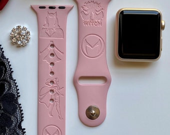 Scarlet Witch Engraved Apple Watch Band | 24 Colors | 38mm 40mm 41mm 42mm 44mm 45mm 49mm | Personalized Apple Watch Strap
