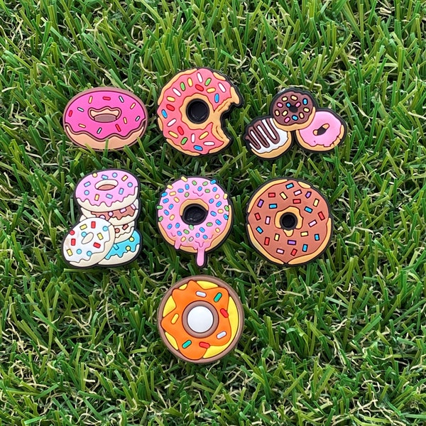 Donuts Croc Charms | Charmes Croc de jeu vidéo | Charmes de mode | Accessoires Croco | Breloques pour bracelets | Breloques croco de sport